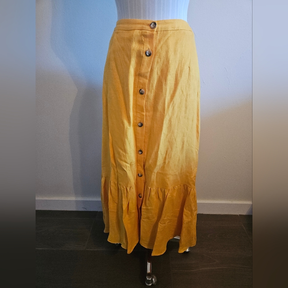 Whites marigold maxi linen skirt